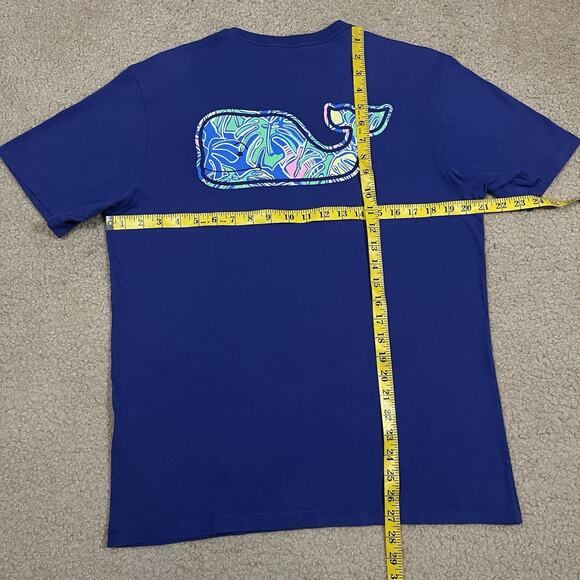 Vineyard Vines Men’s Blue Tropical Floral Whale Short Sleeve T Shirt Size Small - Picture 4 of 4